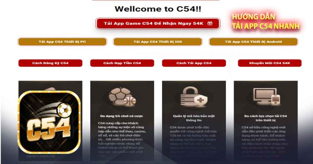 Hướng dẫn tải app C54 nhanh chóng online